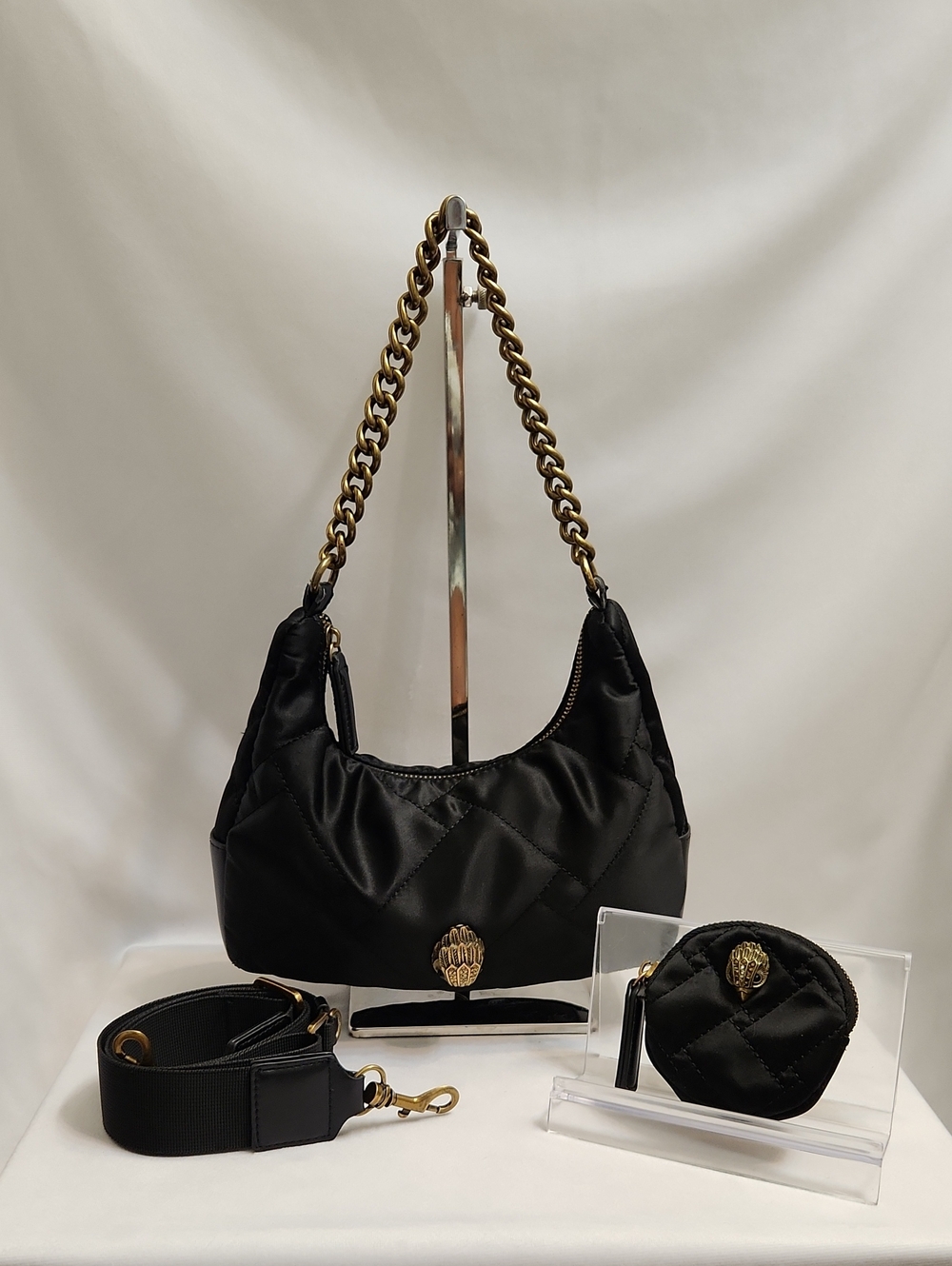 Kurt Geiger London Black Quilted Coin Purse Shoulder Bag